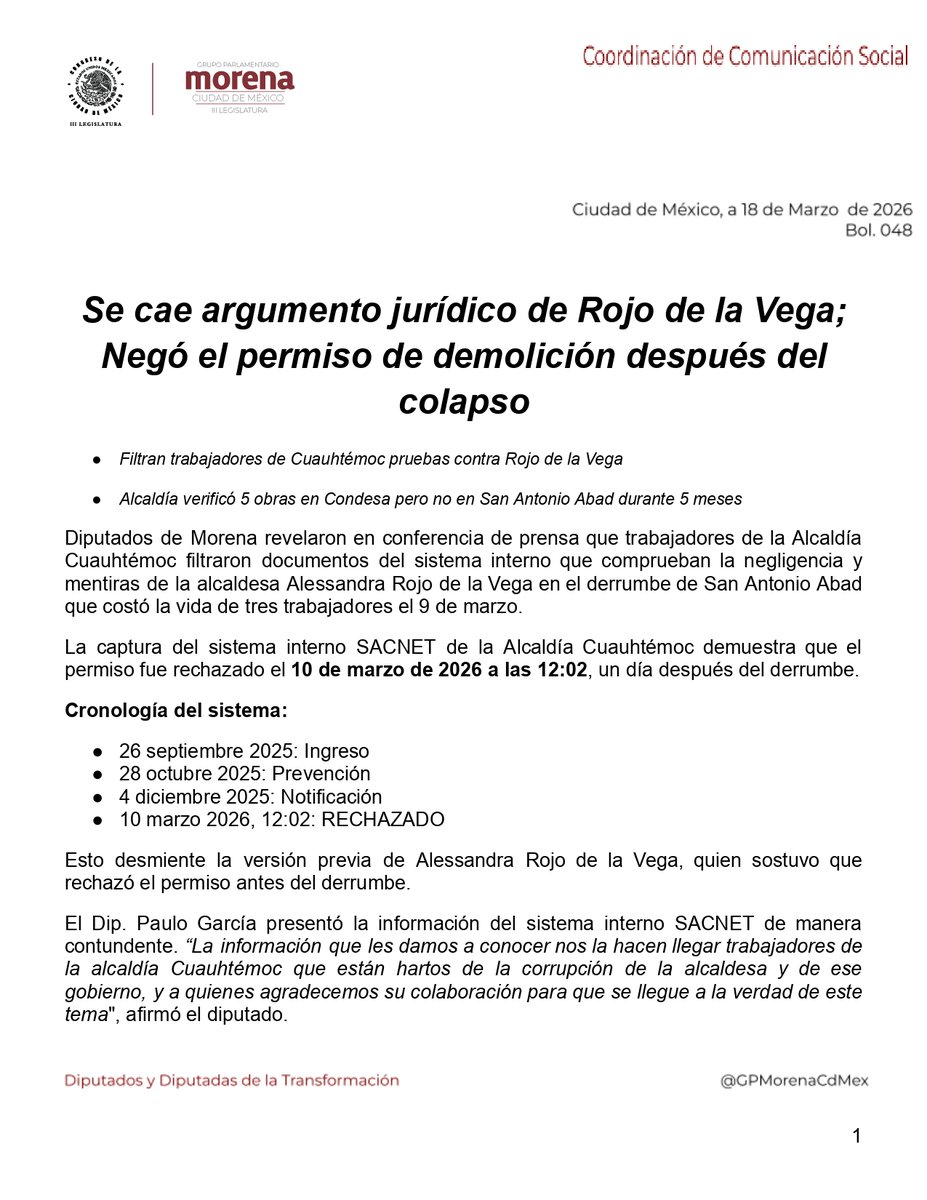 Grupo Parlamentario de Morena en Ciudad de México tweet media