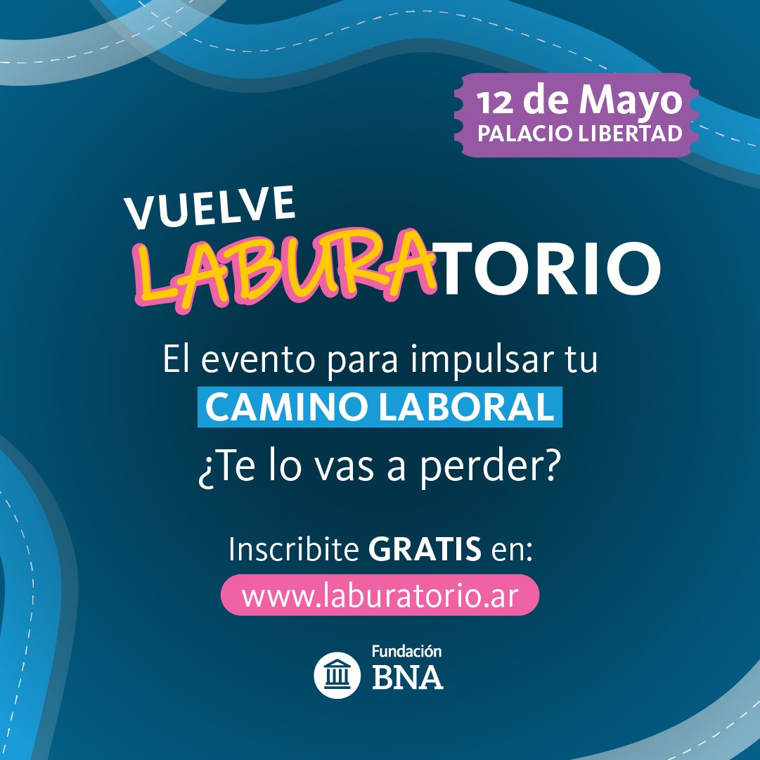 FundacionBNA's tweet photo. ¡Ya están abiertas las inscripciones para Laburatorio! 🚀

Vuelve nuestro evento anual con una segunda edición para seguir impulsando el futuro laboral de jóvenes y profesionales. 
Inscribite GRATIS en https://t.co/4sKab4KbuL  

#Laburatorio #FBNA #Trabajo #BNA https://t.co/hn682W2jhv
