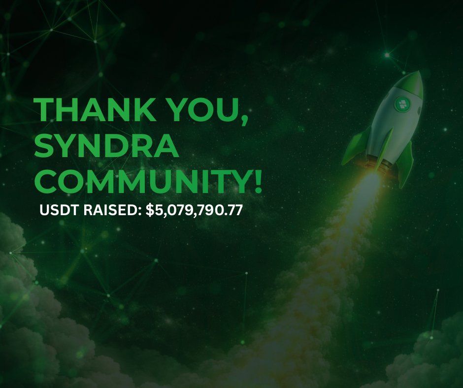 SyndraChain's tweet photo. Syndra Community — This Achievement Belongs to You 💚

We’ve reached an incredible milestone, and it wouldn’t be possible without every single one of you.

USDT Raised: $5,079,790.77

This number goes beyond funding —
it reflects trust, vision, and a shared belief in what Syndra is becoming.
With your support, we’re turning ideas into reality:

⛓️ Scalable Layer-2 innovation
💳 Seamless crypto payments with Syndra Pay
👜 A secure and intuitive multi-chain wallet
🏦 A powerful next-gen exchange
🌍 A unified ecosystem built for global impact

We’re not just growing — we’re building something that lasts.
This is only the first chapter.
Thank you for being part of this journey. 🚀

#Syndra #CryptoRewards  #web3‌‌  #Milestone #CommunityJoy  #BlockchainForum  #futureeconomy