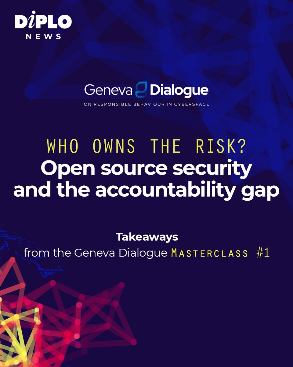 DiplomacyEdu's tweet image. Who owns the risk when critical digital infrastructure runs on open source?

The first #GenevaDialogue masterclass of 2026 tackled the accountability gap at the heart of open source security #OSS, with Mika Lauhde, Roman Zhukov, Costin Raiu and Anastasiya Kazakova offering three