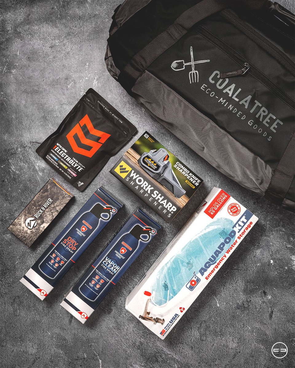 The spread for Supply Drop 43.

Solid mix of utility and emergency prep this month. The standout is the Coalatree duffel; 630D ballistic nylon and built like a tank. Between the K110 Savannah folder and the 65-gallon AquaPodKit, the value is definitely there.