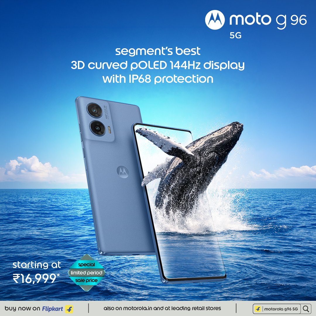 motorolaindia's tweet image. Strong meets stunning, wherever you go.
Experience the perfect blend of power and design with the new Moto g96 5G.

Buy now on Flipkart, motorola.in and leading retail stores.

#motog96 #Motorola