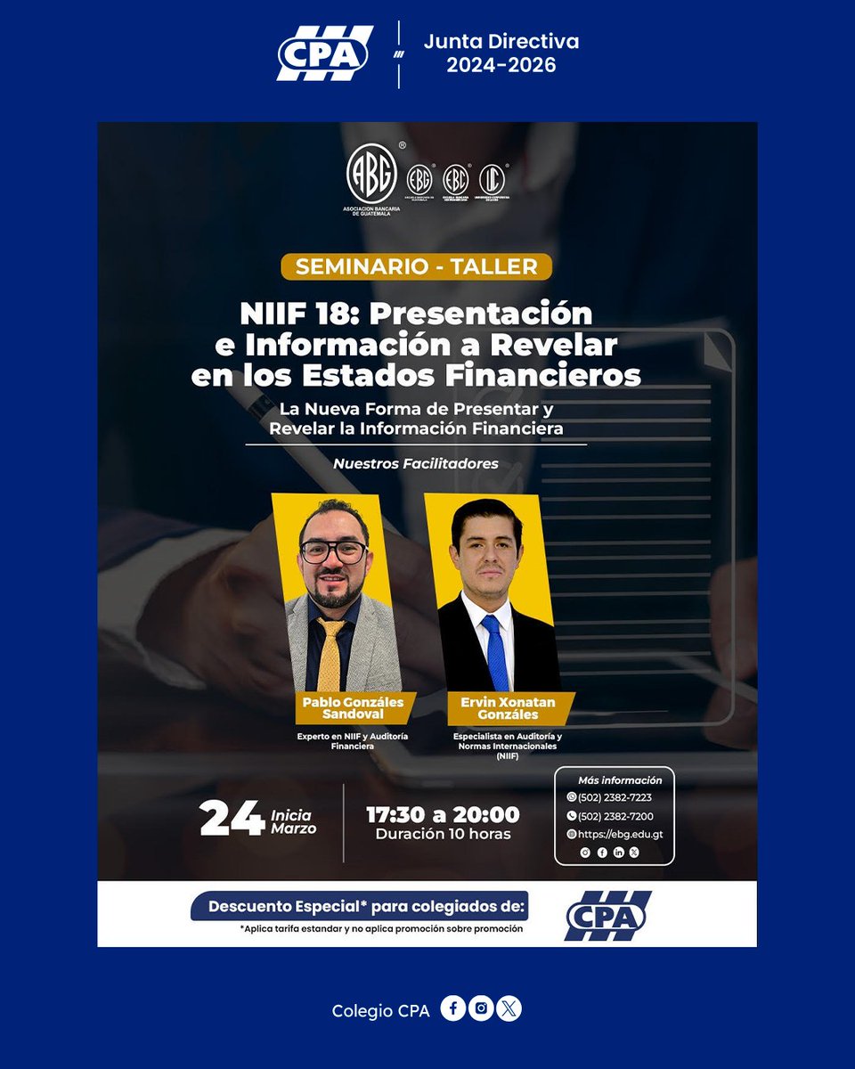 Colegio_CPA's tweet photo. Más información: Sandra Gordillo 
Whatsapp +502 3104-0785 sgordillo@ebg.edu.gt https://t.co/VDvHHTrXPF 

Beneficio para agremiados: Descuento especial en la inscripción. https://t.co/kEgZXZwmLV