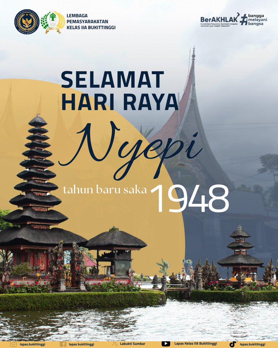 labukti's tweet photo. Keluarga Besar Lapas Kelas IIA Bukittinggi mengucapkan :

Selamat Hari Raya Nyepi Tahun Baru Saka 1948.

Semoga Nyepi tahun ini membawa ketenangan dalam setiap langkah, kejernihan dalam pikiran, serta kedamaian yang mendalam di dalam hati. https://t.co/iflpDI8yKp