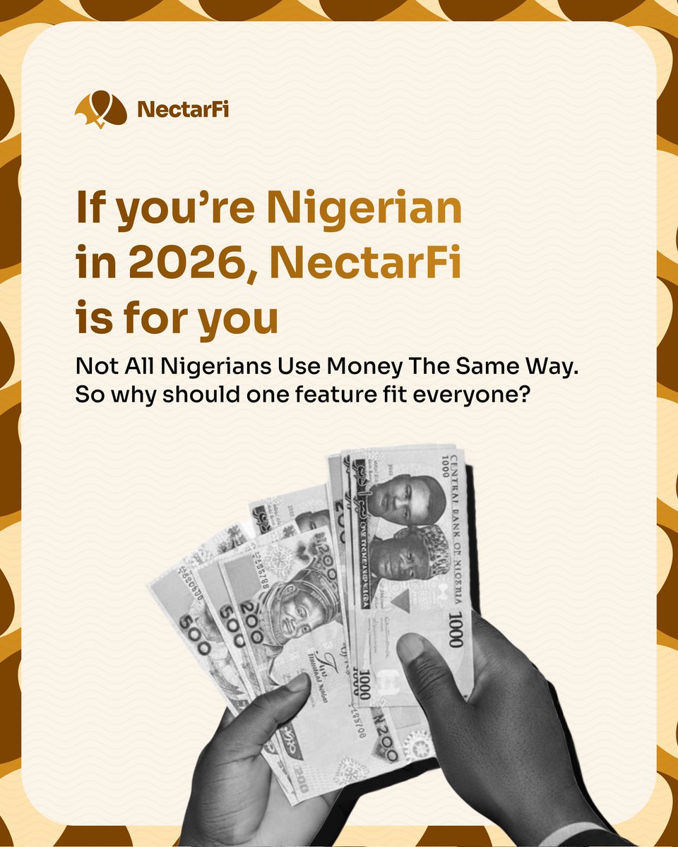 Nectar_finance's tweet photo. Yakubu manage? In 2026? Not when you have NectarFi. 

Who do you relate to — Tola, Abike or Chidi?

#NectarFi https://t.co/iRrDDKHufW