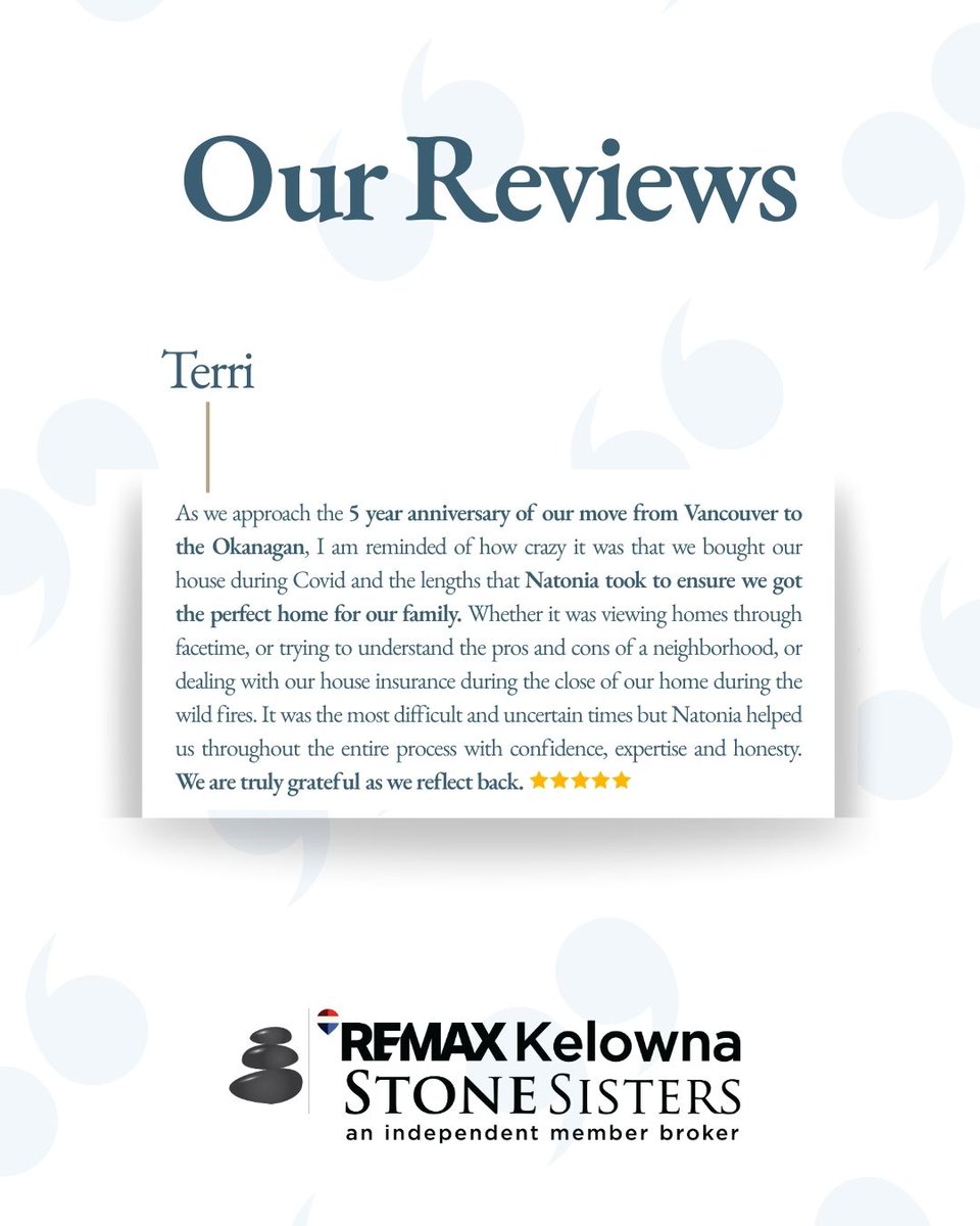 StoneSisters's tweet image. We’re so grateful for the incredible people we get to work with every day.

Thank you for trusting us to be part of your story.

Read more client stories here: stonesisters.com/about-stone-si…

#ClientLove #StoneSisters #Grateful #KelownaRealEstate