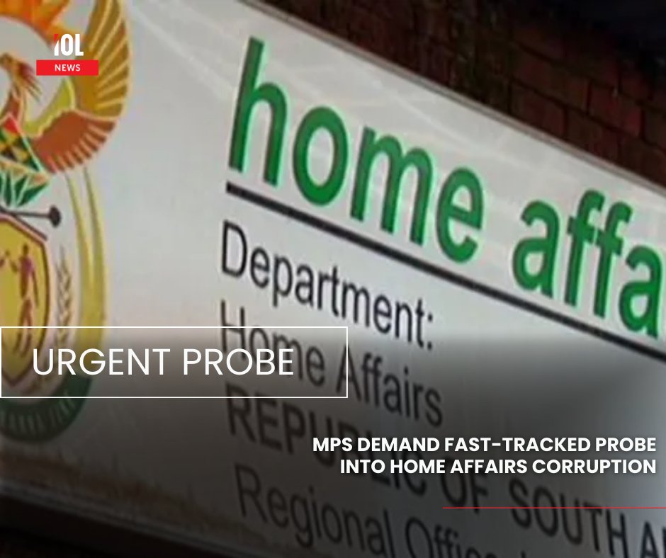 IOL's tweet photo. The Portfolio Committee urges an urgent probe into widespread corruption affecting thousands of Home Affairs cases, warning that delays threaten national security.
#HomeAffairs #Corruption #SIU #CCIU #MDTT #NationalSecurity
Read more here: https://t.co/YXbOxEdkYq https://t.co/pWa9Dm3sQw