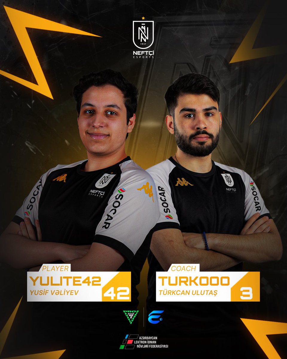 NeftchiEsports's tweet photo. “Neftçi Esports” eAzerbaijan Premier League-də çıxış edəcək.

Komandamızı Yusif Vəliyev (YULITE42) təmsil edəcək, məşqçi Türkcan Ulutaş (TURKOOO).

Qalib “eChampions League”ə vəsiqə qazanacaq.

Bizi “Kick”, “Twitch” və “TikTok” platformalarında izləyə bilərsiniz. https://t.co/QXLnHfVZKn