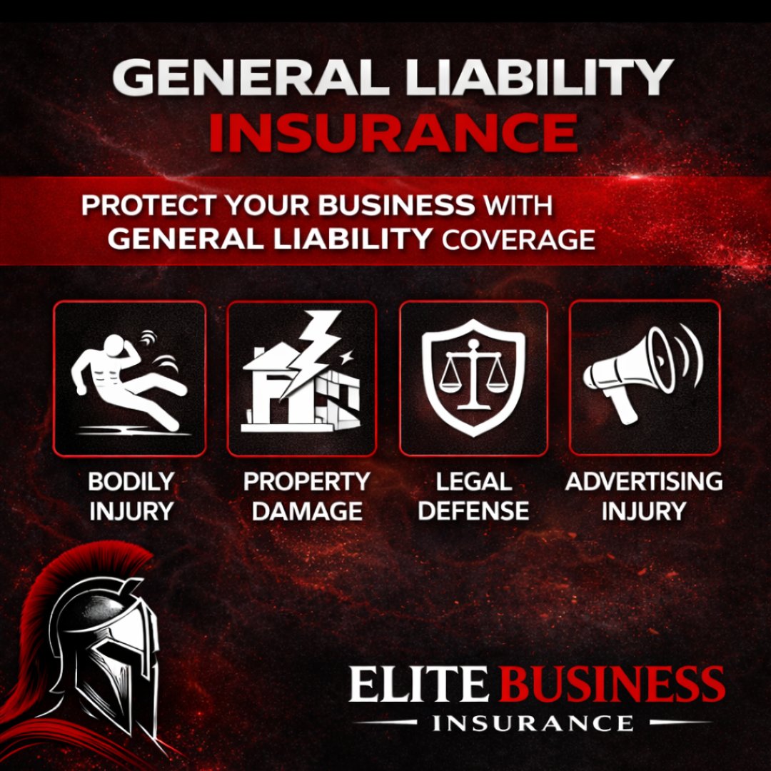 elitebinsurance's tweet image. 🛡️ WHAT IS GENERAL LIABILITY INSURANCE?

If you own a business in Florida, General Liability Insurance is one of the most essential protections you can carry.

#GeneralLiability #ContractorInsurance #SmallBusinessInsurance #FloridaBusiness #EliteBusinessInsurance