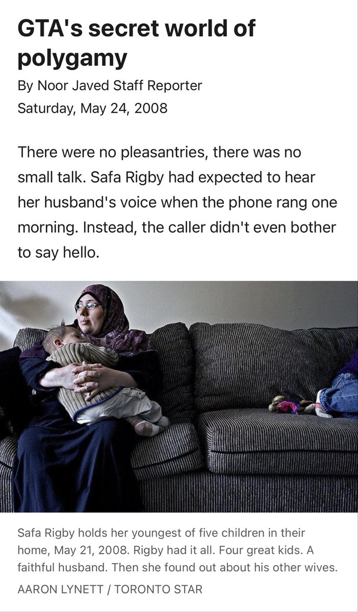 ✔️Canada: One Man plus three wives (registered as sisters) plus 18 children plus 3 housing units in the GTA get over $140,000 annually including tax free child benefits. 

These men have been in Canada since early 2000’s  and most of them have never had a job. 

Politicians let