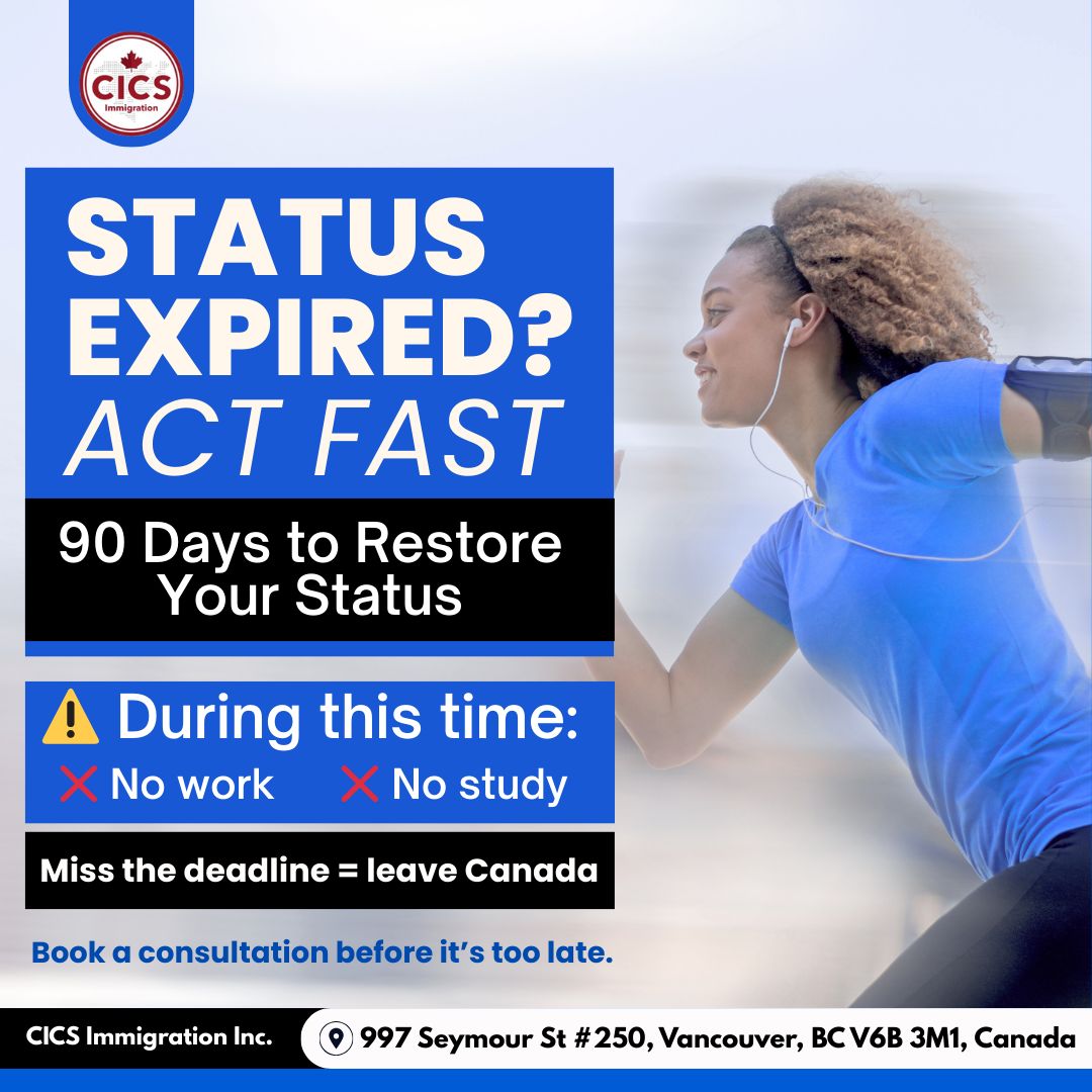 CICSImmigration's tweet image. If you miss this 90-day window, you may be required to leave Canada and reapply from outside.

Because restoration cases are time-sensitive and technical, it’s important to act quickly and apply correctly.

#CanadaImmigration #WorkPermit #IRCC  #StudyPermit #CanadaVisa