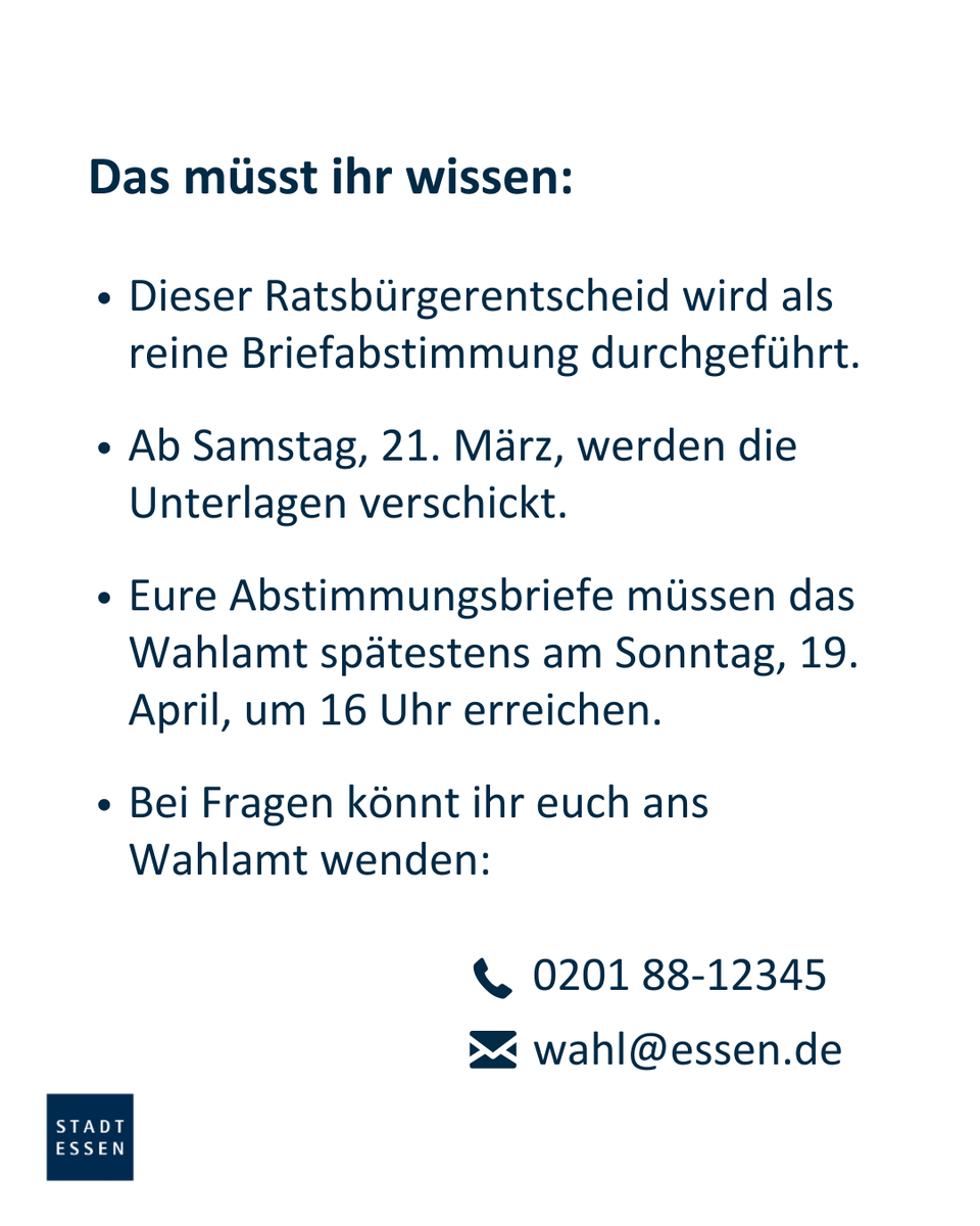 Essen_Ruhr's tweet image. Bald ist es so weit: Dir Unterlagen zum Ratsbürgerentscheid zu Olympia werden am Wochenende versendet! 📨

Weitere Infos erhaltet ihr hier: essen.de/ratsbürgerents…

#olympiarheinruhr #stadtessen #essenruhr