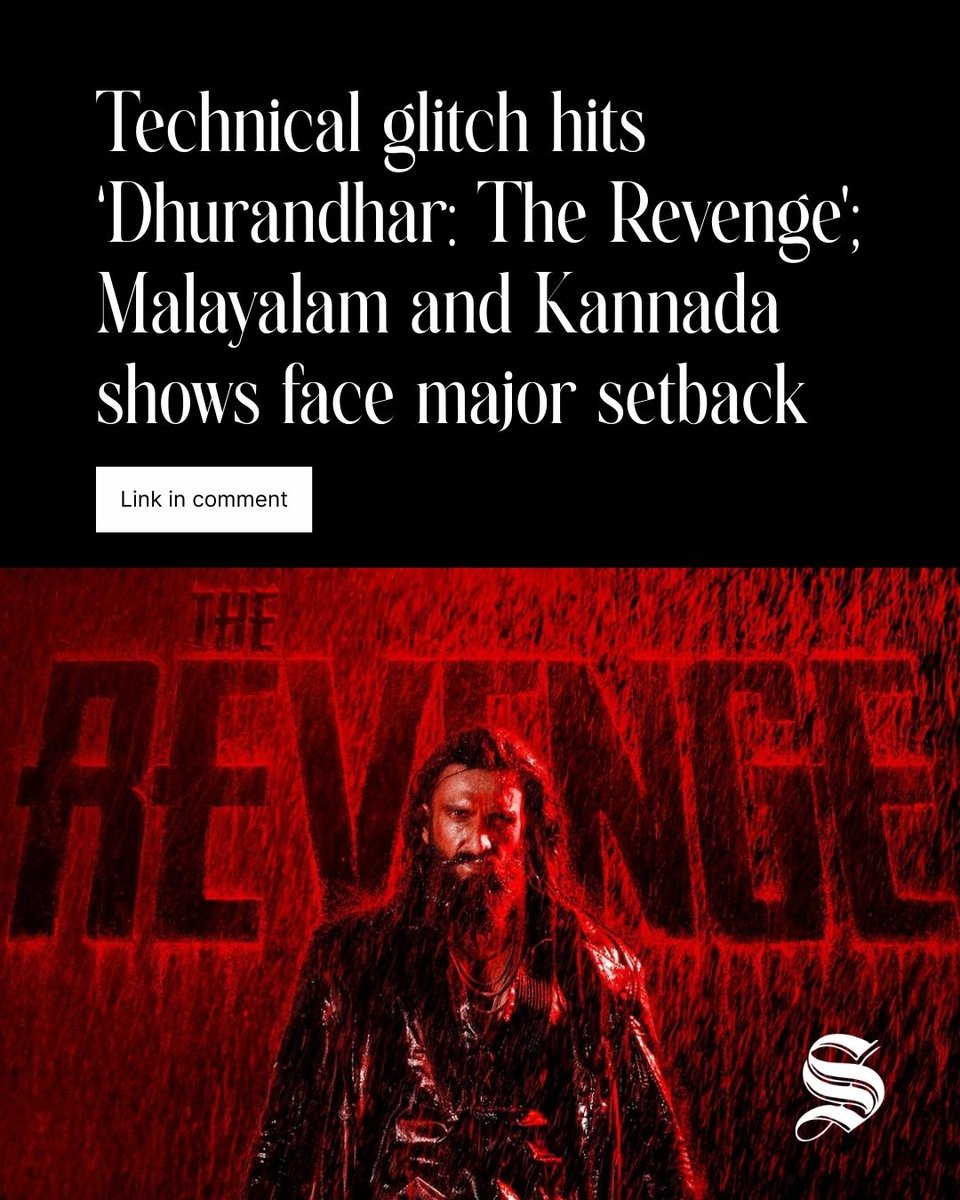 TheStatesmanLtd's tweet image. A technical issue disrupted the release of Dhurandhar: The Revenge, with Malayalam and Kannada screenings facing a setback while other versions continued, as makers work to resolve the problem quickly.

#DhurandharTheRevenge #FilmRelease #TechnicalGlitch #MovieUpdate