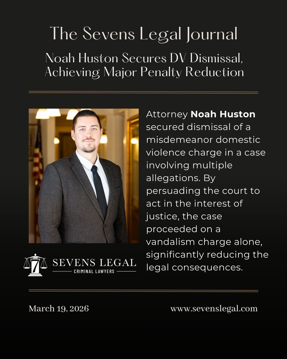 SevensLegalSD's tweet image. Domestic violence cases involve serious allegations and legal consequences. Based on the circumstances presented by attorney Noah Huston in this case, the court dismissed the DV charge, allowing the matter to proceed on a vandalism charge alone.

#CriminalDefense