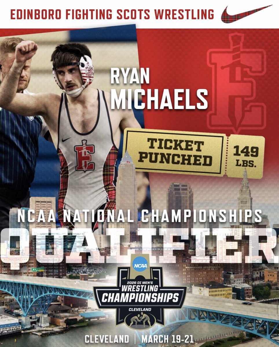🚨Last Chance National Qualifier!🚨

149: Ryan Michaels (<a href="/BoroWrestling1/">Edinboro Wrestling</a>)

Season Record: 23-9
Career Record: 57-40
Seed at NCAAs: (31)

-2-Year Starter: 2025-26 (149)

-Team(s): 2021-24 (Pittsburgh) - 2025-26 (Edinboro)