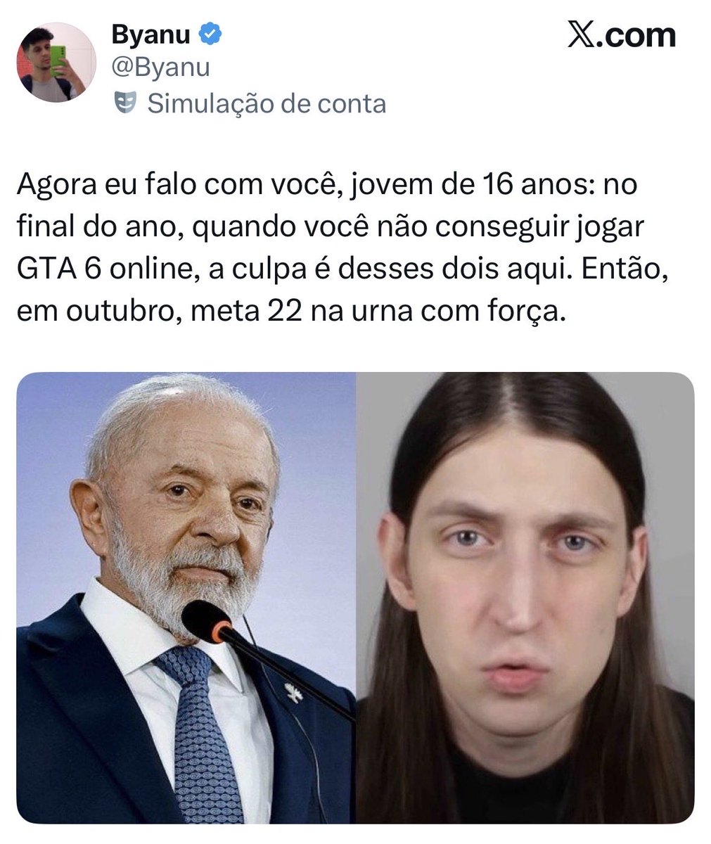GTA é jogo pra maior de 18 e não pra criança mais uma mitada do governo Lula