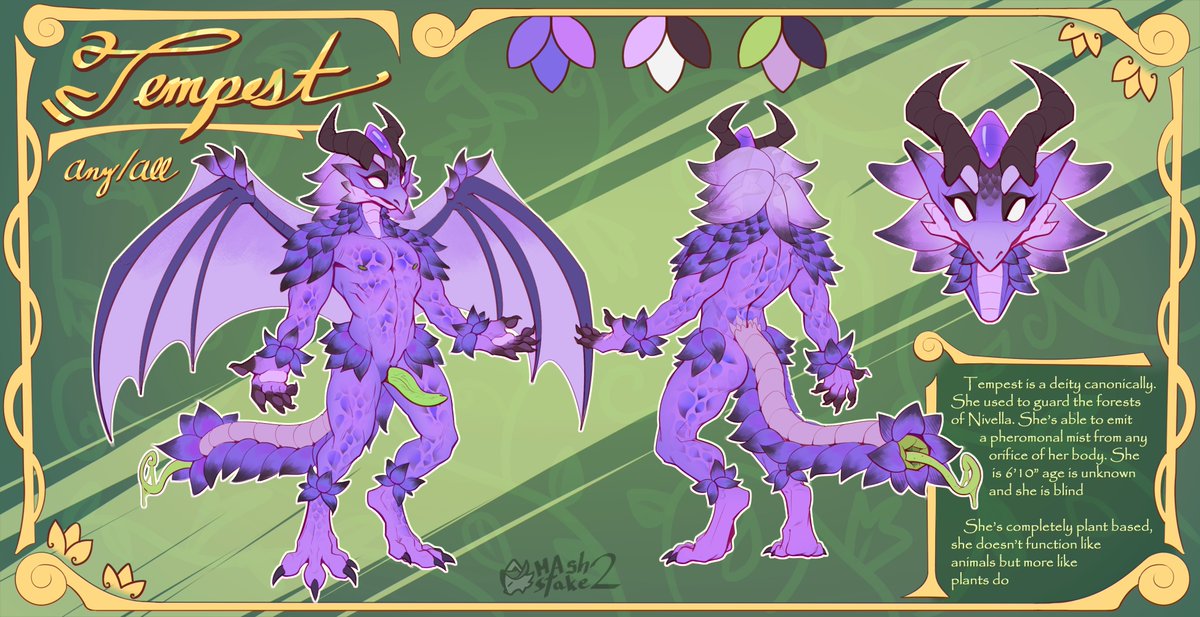 MashStake2's tweet photo. Tempest, a mythical plant-like deity that guards the forests of Nivella

Ref Sheet C0mm done for @krodeffir and their lotus dragon❗️ https://t.co/Zm4RfnIdzJ