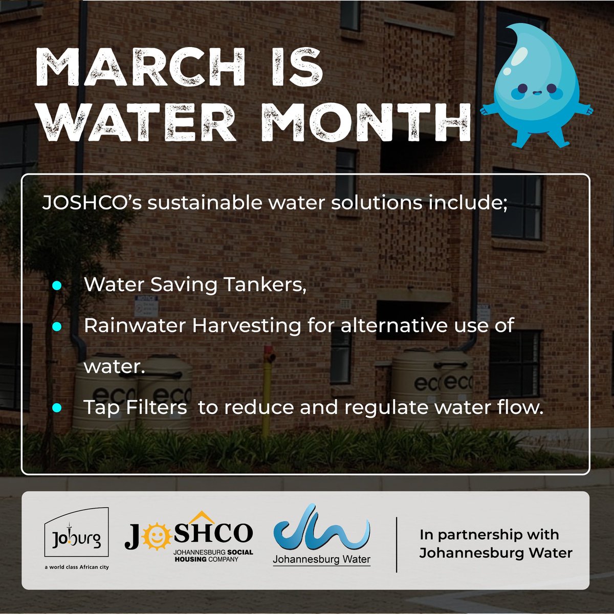 myjoshco's tweet photo. Smart water use starts with smart solutions. From rainwater harvesting to water-saving systems, we’re making every drop go further. 💧
#WaterConservation
#JOSHCO
#JohannesburgWater
#vikelaAmanzi
#saveournaturalresources
#watermonth
#bewaterwise
#joshcocares
#jozisavewater
#waterconservatio
#preserve
#sustainablesolutions
#joburgewatercares
