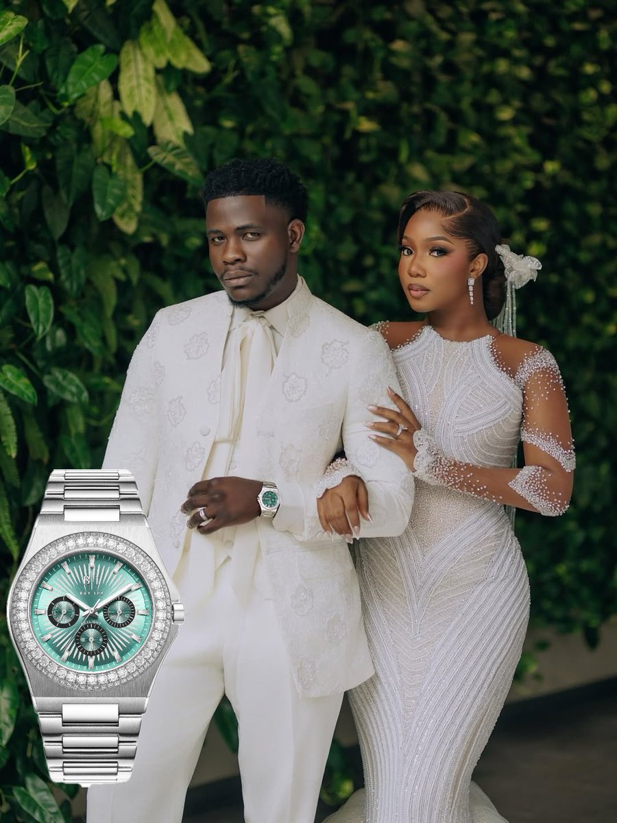 shopbayice's tweet photo. Warmest congratulations to Simi and Femi Dapson on their wedding. 
The groom was seen wearing the 40mm Skylight Bezel Watch and the bride wore the 26mm Halo Watch.
A perfect blend of elegance and intention.
•
#shopbayice https://t.co/ydmfBBbmVY