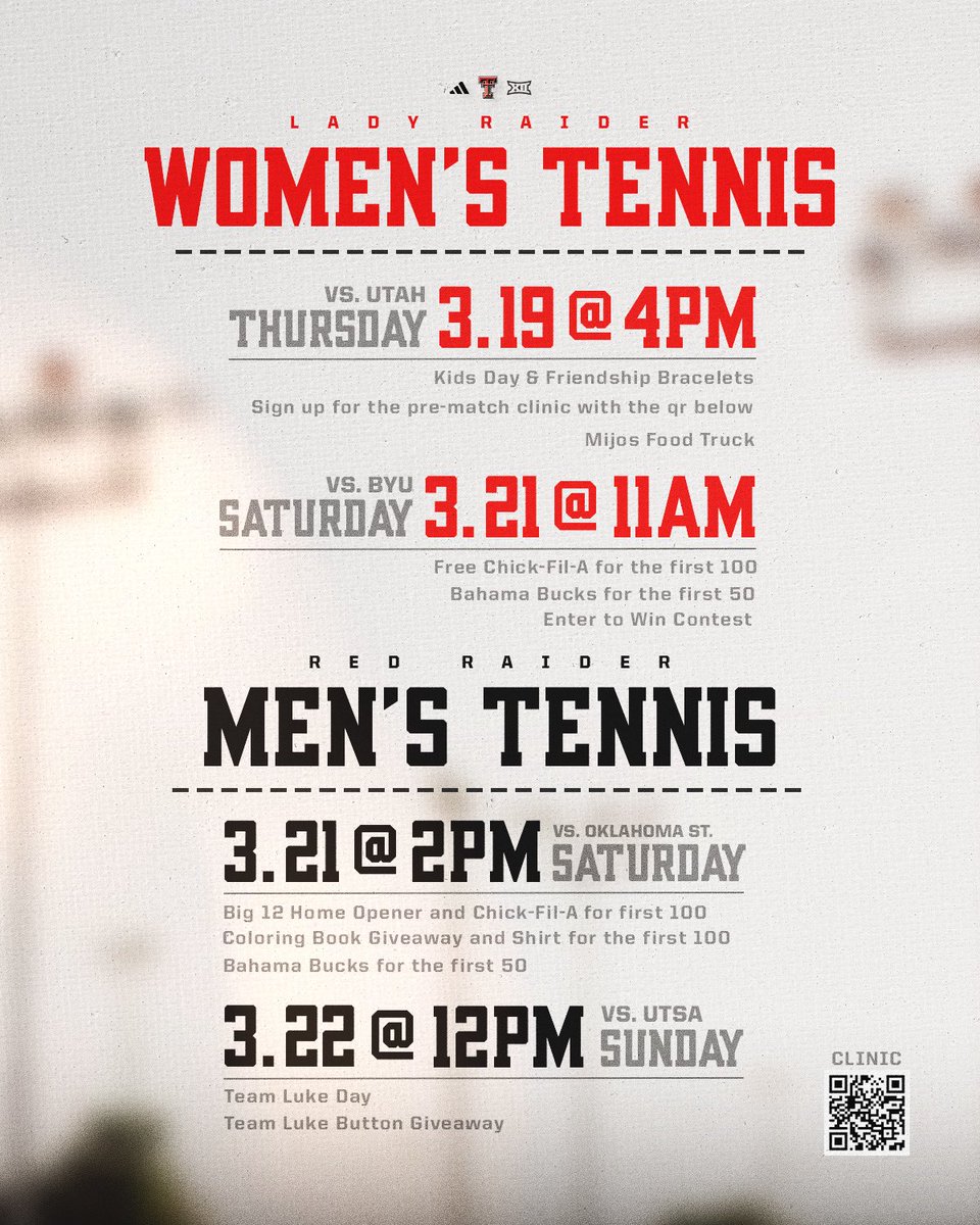 TexasTechMTEN's tweet photo. See y’all at the McLeod this weekend 👋 

#WreckEm https://t.co/9cBTTtUXRB