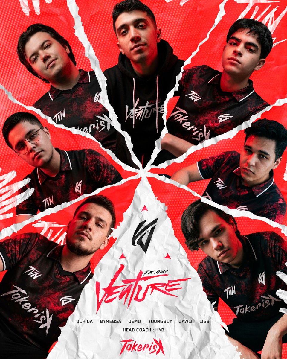 dokaNcrp's tweet photo. Nouvelle saison, mêmes ambitions.
Voici les 6 joueurs qui portent les couleurs de @teamventure_gg sur Valorant Invited :

Player : Demo · Youngboy · uchidA · ByMebsa · Lisbi · Jawli Head Coach : HmZ

La saison s'annonce bien. Très bien.

#TeamVenture #TAKERISK #TVNWIN https://t.co/y2N5IKJzjM