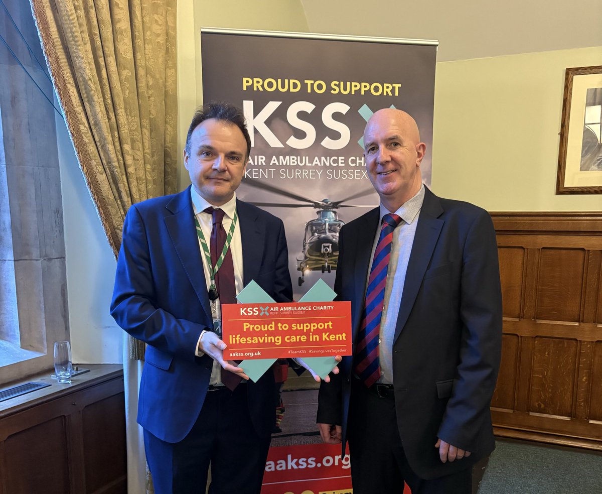 TrisOsborneMP's tweet photo. Very pleased to meet the outstanding @airambulancekss in Parliament today based in Rochester Airport. 

Thank you for your service to our community. 🚁 https://t.co/63iA6qvR0n
