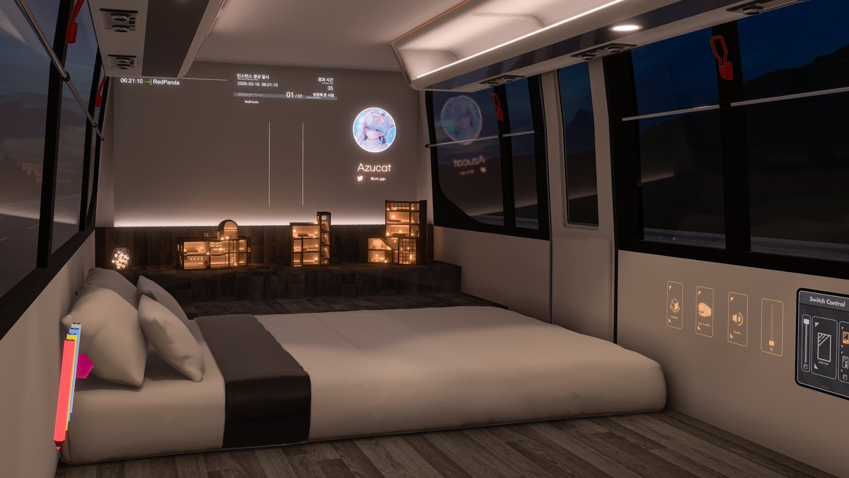 RedPanda_VRC's tweet photo. World: Night Bus Relax
Author: Azucat
Link: https://t.co/iTIisMqVTU

#VRChat #VRChatPhotography 
#VRChat_world紹介 #RPandaLens https://t.co/boSWnH9bFu