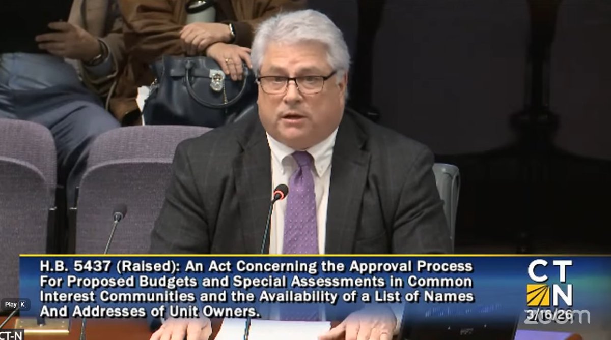 CAIadvocacy's tweet photo. 📸📢 @CAIsocial CT Legislative Action Committee member Ronald Barba testified against HB 5437, which would create unnecessary administrative obstacles, delay critical decisions, compromise resident privacy, &amp; disrupt the efficient operation of common interest communities in CT. https://t.co/IyaroZm3Ow