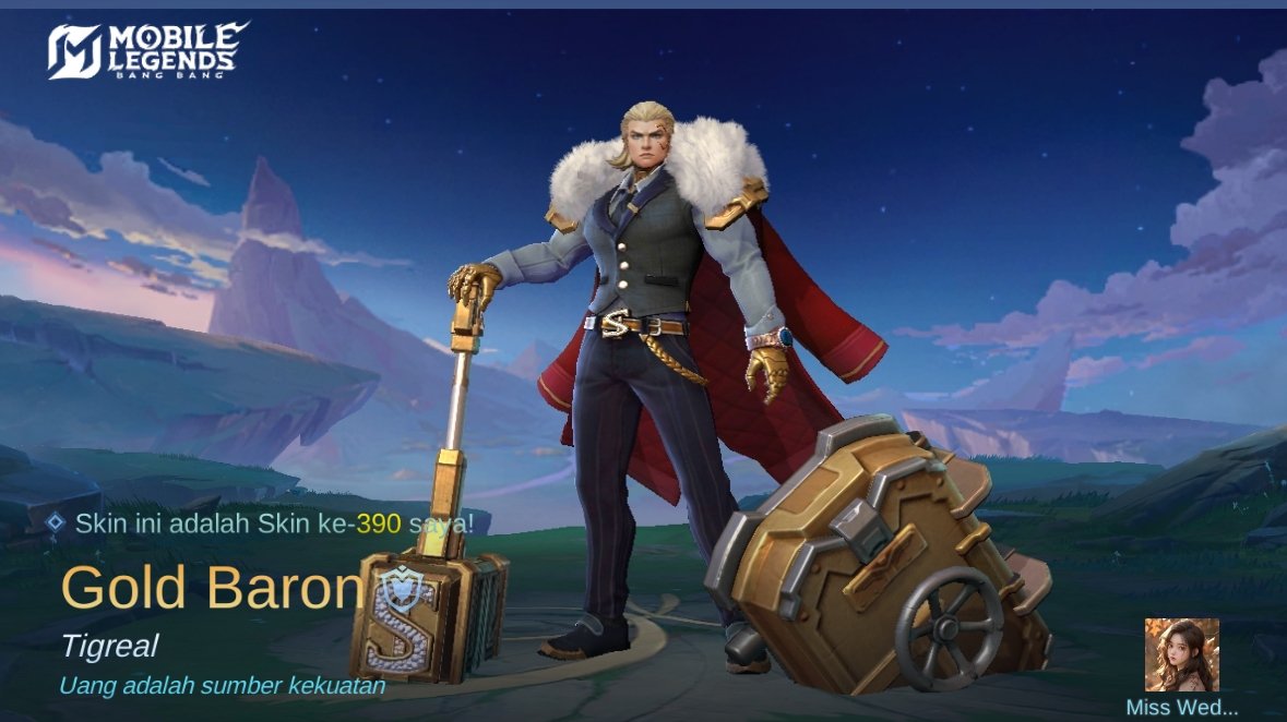 cicakpushup's tweet photo. Saya baru saja mendapatkan Skin baru Gold Baron di Mobile Legends: Bang Bang! Ayo kita berhadapan melawan Player MOBA terbaik dunia bersama-sama! 
https://t.co/8DimpjuXns https://t.co/cAXqUWR1Jn