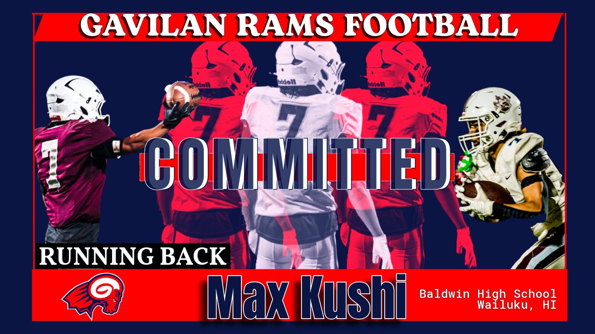 GavilanRamsFB's tweet photo. We are excited to welcome running back Max Kushi from Hawaii to the Ram family. #buildingthefoundation #RamFam #Gavilancollege #GavilanRams https://t.co/rlh5oAsKel