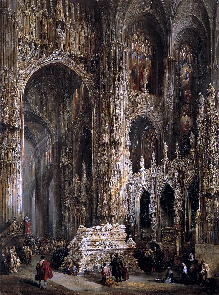 angelicaio81153's tweet image. Dark &amp;amp; fantastic classic masterpieces 

View of the Interior of a cathedral 

Jenaro Perez Villaamil y d'Huguet ( 1807 - 1854 ) , Spanish master artist specialized in architectural painting  
Impressive artworks , Monumental Romantic Style 
#artwork #oilpainting #cathedral #art