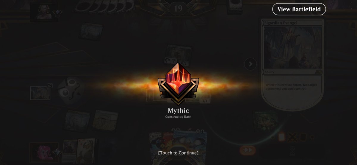 cc266's tweet photo. Climb to Mythic from Diamond 3 in Historic Bo1 w/ Food Chain Human Deck inspired from @AlthMtg ‘s list; the Food Chain combo is NASTY! @fireshoes #Historic #Mtga https://t.co/MvUiUXyC4R