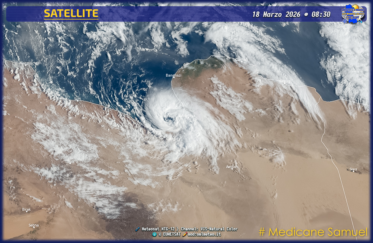 OmlMeteo's tweet photo. Landfall questa mattina del medicane (o TLC) Samuel sulle coste libiche. 
#medicane #samuel https://t.co/rjPANpsZgN