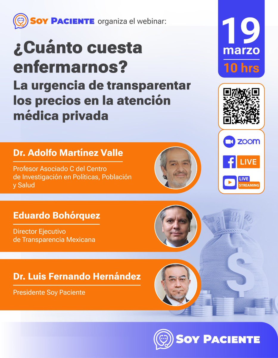 💸 ¿Cuánto cuesta enfermarnos?

La falta de transparencia en la atención médica privada impacta directamente a los pacientes.

🩺 Únete al webinar de Soy Paciente
📅 19 de marzo | ⏰ 10:00 a.m.

🔗 us02web.zoom.us/j/82155156903?…

#SoyPaciente #SaludMéxico #Transparencia #DerechoALaSalud