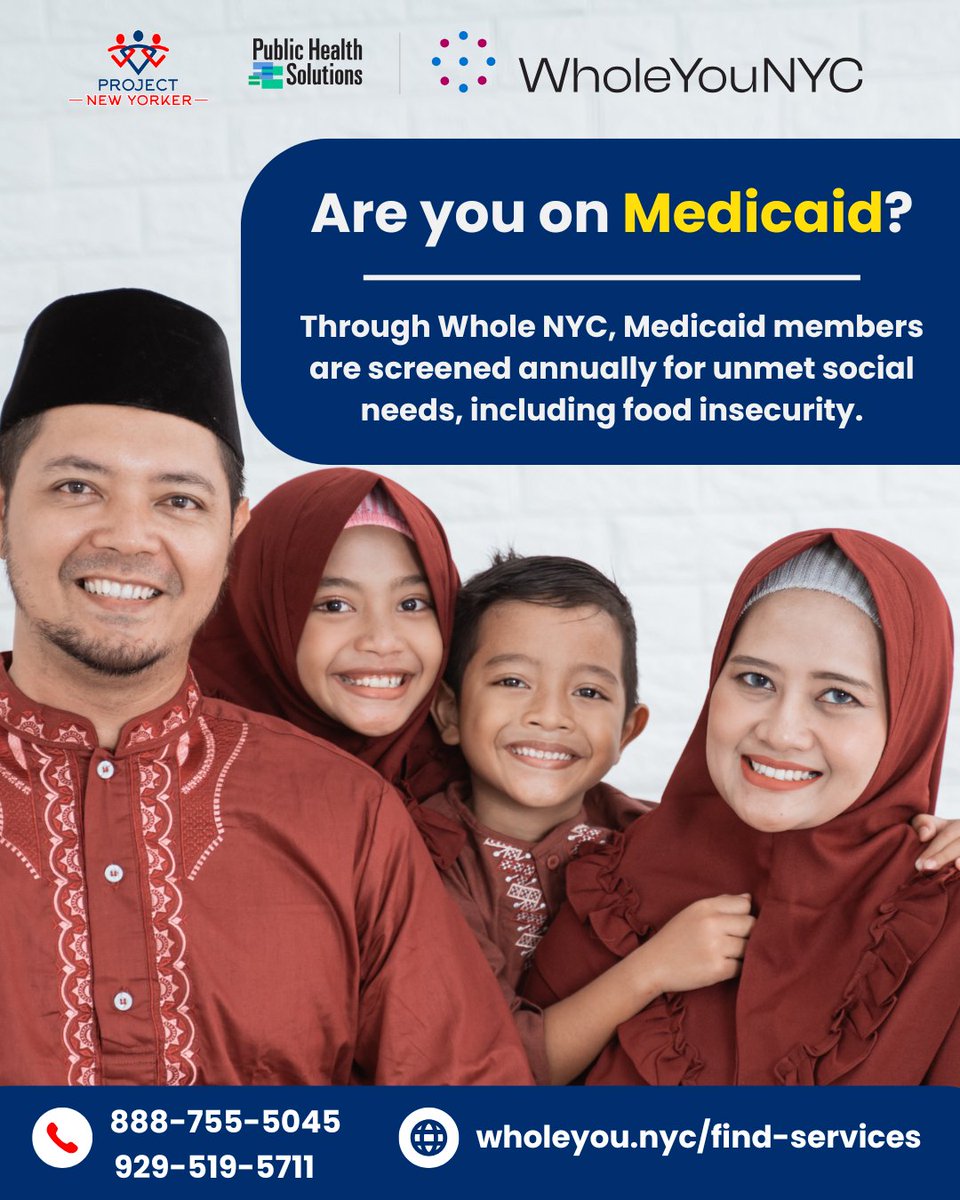ProjectNYorker's tweet photo. Medicaid is more than health coverage.  
New Yorkers enrolled in Medicaid may qualify for free support with food, housing, &amp; other essential needs. Complete a short form and our team will follow up to connect you to resources .
➡️https://t.co/IAZZm5g4Ec

#WholeYouNYC #Medicaid https://t.co/jPStvVetGz
