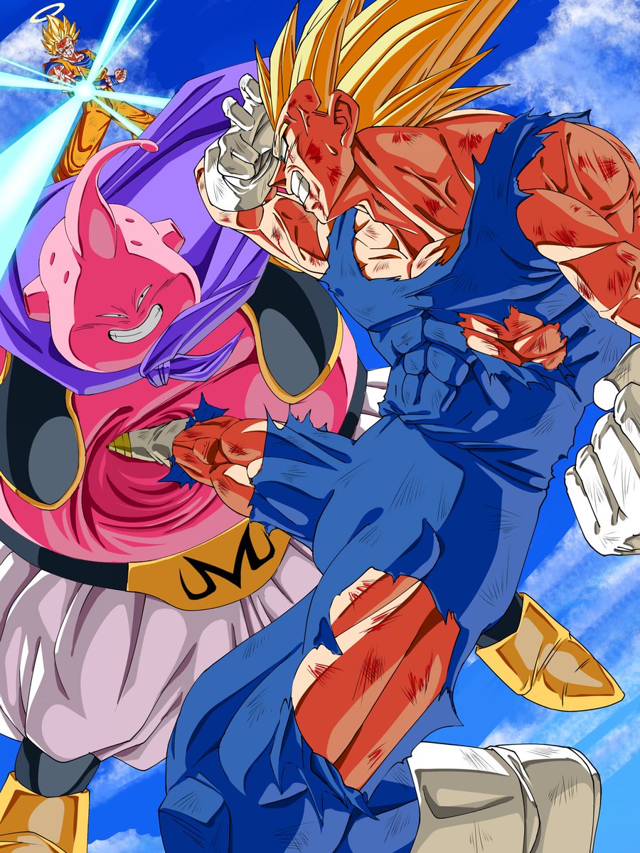 魔人ブウを倒せ！！
#ドラゴンボール #イラスト #サイヤの日