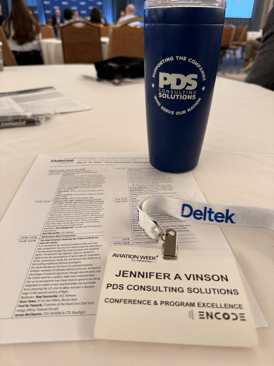 PDSConsults's tweet photo. Day 2 at @AviationWeek Defense Conf.
#AWNDEFCOM
https://t.co/UPZhggxe1p
#DeltekPartner #ERP #Costpoint #DCAA #GovCloud https://t.co/8ZckSA8kHw