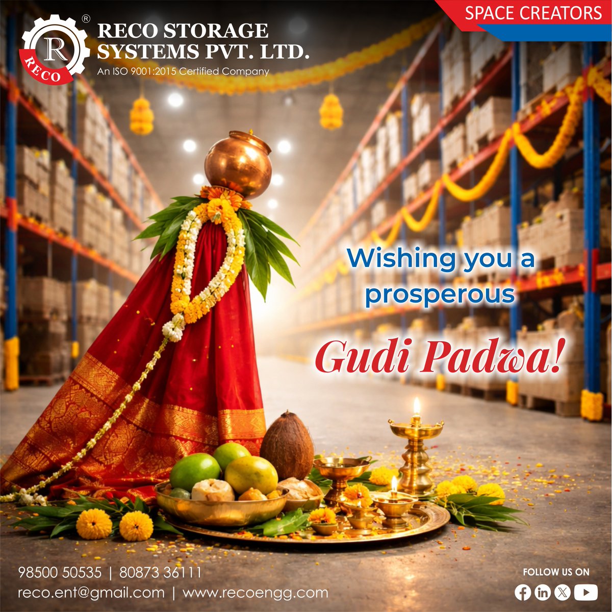 RecoStorage's tweet photo. Just like a strong racking system supports every load, 
May this new year support your goals with strength and stability.

WISHING YOU A PROSPEROUS GUDI PADWA!

#RecoStorage #rackingsystem #racking #storagesolutions #storagerack
https://t.co/puqLcC04gN https://t.co/cHCdtnUQJU