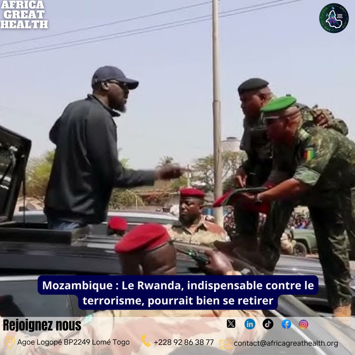 AfroGreatHealth's tweet photo. Le Rwanda menace de retirer ses troupes du Mozambique : un séisme sécuritaire se prépare à Cabo Delgado. Sans un financement international immédiat, le rempart contre le terrorisme djihadiste pourrait s'effondrer d'ici mai. 
 #Mozambique #Rwanda #Afrique #africagreathealth https://t.co/j2HEI7eyIN
