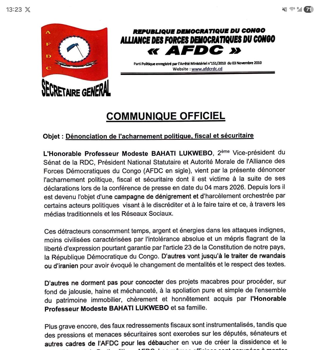 DrLambe87's tweet photo. COMMUNIQUE OFFICIEL  DE L' AFDC https://t.co/jxgJvHUO4V