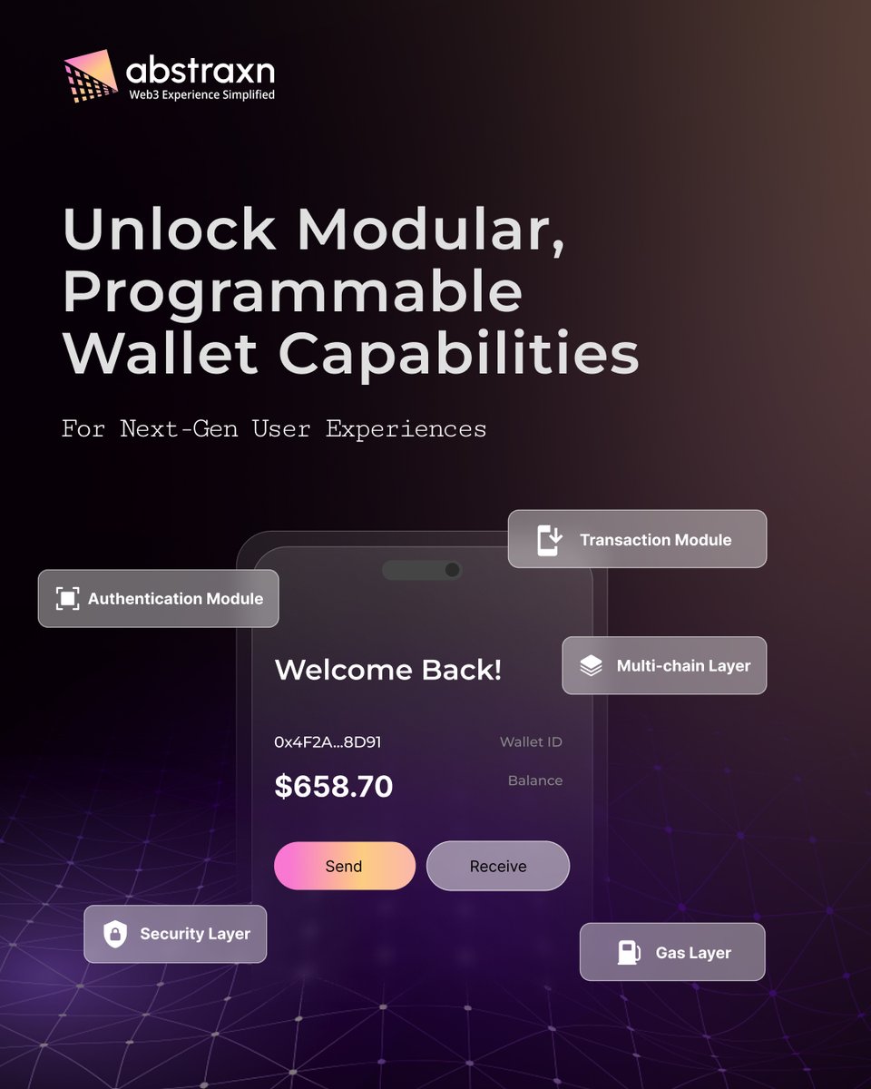 AbstraxnX's tweet image. Traditional wallets weren’t built for modern dApps.

It’s time for modular, programmable smart accounts - designed for flexibility, automation and seamless UX.

Build smarter, scale faster

Start with Abstraxn.

#dApps #CryptoWallets #ZeroGasFees #AccountAbstraction #SmartWallets