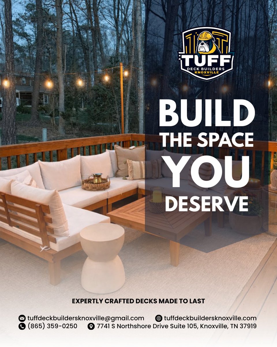TuffKnoxville's tweet photo. Not sure if you need a deck, patio, pergola, or sunroom? Tuff Deck Builders Knoxville designs outdoor spaces built solid, built right, built to last. Start at https://t.co/twyKNn7f6a.
​
#tuffdeckbuildersknoxville #deckbuildersknoxville #deckbuildingcompany https://t.co/wDOhIf6Eve