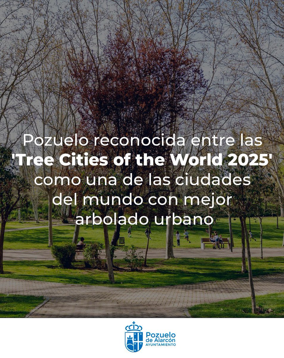 ayto_pozuelo's tweet photo. 🌳 Pozuelo de Alarcón, reconocida entre las 'Tree Cities of the World 2025' por la FAO de Naciones Unidas y la Arbor Day Foundation.

Importante distinción que compartimos con otras 20 ciudades españolas que destacamos en el mundo por nuestro arbolado urbano. https://t.co/ZhMS8osFrB