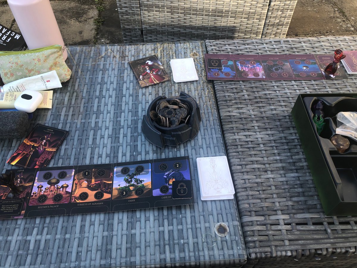 Lukeo86's tweet photo. Afternoon off having “friendly” game of @Disney villainous in the sunshine. https://t.co/1XYi5xBnJC