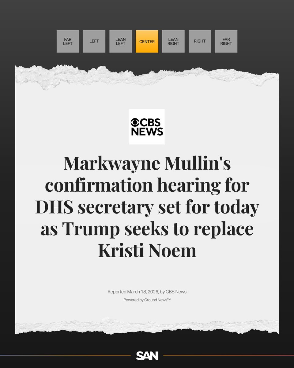StraightArrow__'s tweet image. Sen. Markwayne Mullin's, R-Okla., confirmation hearing is taking place in Washington. He is set to take over DHS on March 31st, replacing Kristi Noem.

Compare headlines by political bias rating.

#DHS