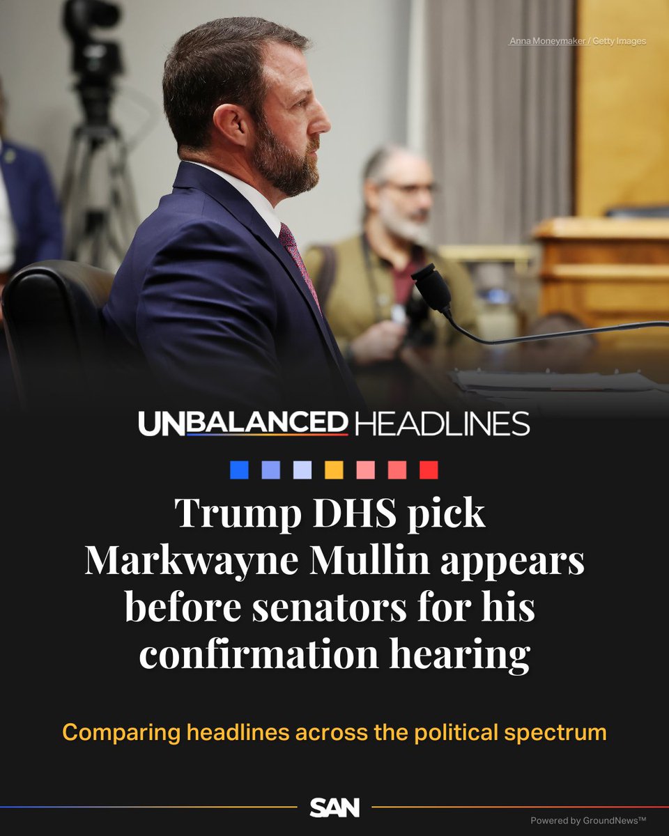 StraightArrow__'s tweet image. Sen. Markwayne Mullin's, R-Okla., confirmation hearing is taking place in Washington. He is set to take over DHS on March 31st, replacing Kristi Noem.

Compare headlines by political bias rating.

#DHS