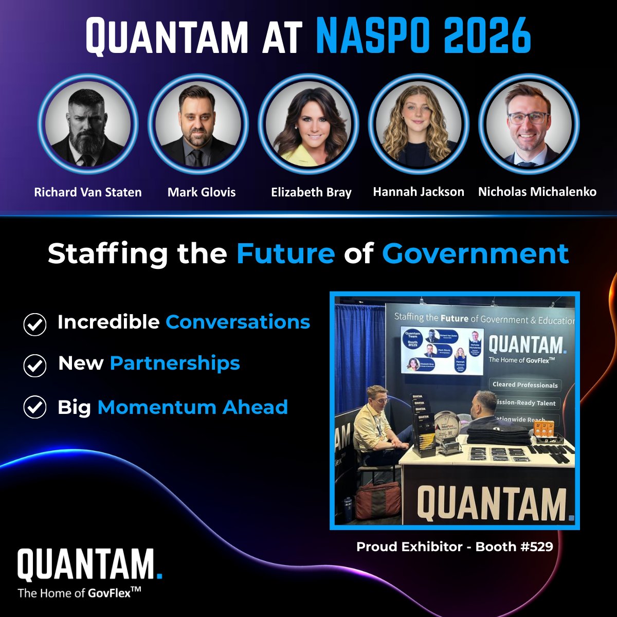 QuantamDelivery's tweet photo. Quantam had an amazing week at #NASPOExchange 2026! 🌴 From new connections to meaningful conversations, we collaborated with public sector leaders, shaping the future of government staffing.

Stopped by Booth #529? Let’s keep the conversation going.

#GovTech #quantamsolutions https://t.co/qoeCoWWND2