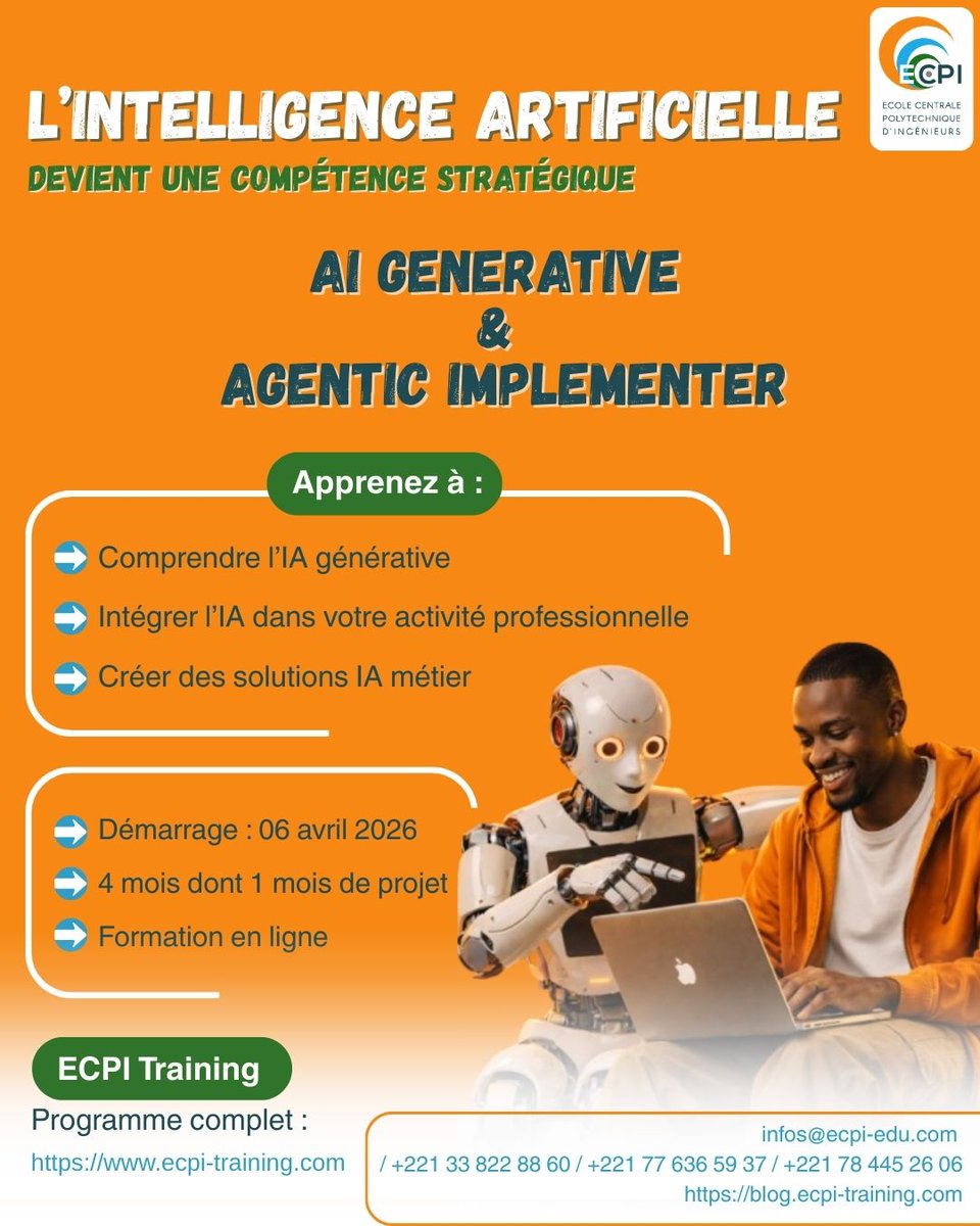 Ecpi_dakar's tweet photo. 🚀 Maîtrisez l'IA générative et l'IA agentique pour transformer votre quotidien pro !

Inscrivez-vous via :
📩 infos@ecpi-edu.com
📞 +221 33 822 88 60 | +221 77 636 59 37 | +221 78 445 26 06
🌐 https://t.co/KGvx7Ta194

#ecpi #ecpitraining #intelligenceartificielle #iagenerative https://t.co/0jWS4GekfA