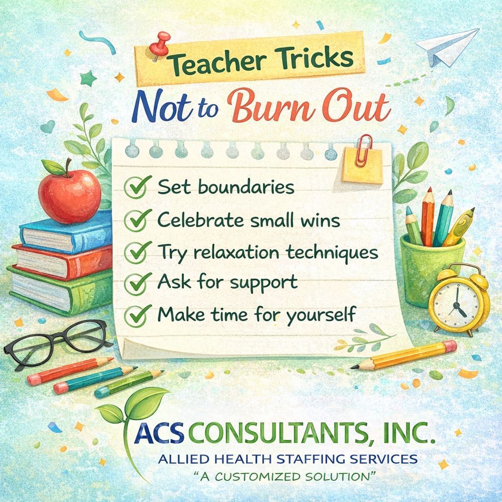 ACSConsultants_'s tweet photo. Teachers, this is your reminder: you can care deeply without carrying it all. 🍎

#TeacherLife #TeacherBurnout #TeacherWellness #EducatorSupport #WorkLifeBalance #SmallWins#EducationSupport #SchoolStaffing #ACSConsultants #AlliedHealthStaffing #TeamACS #CustomizedSolution https://t.co/rxXXsnjzt2