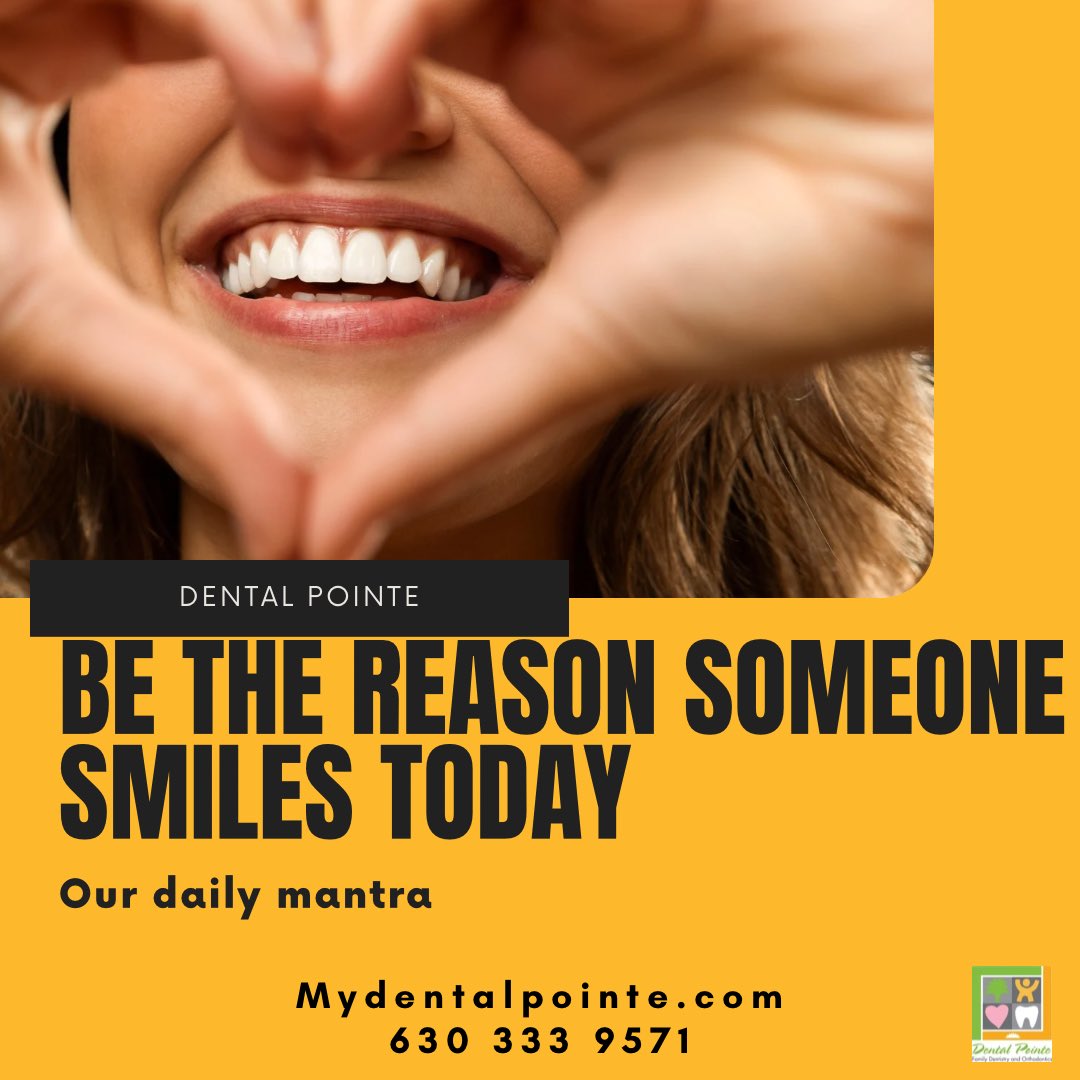 Our daily mantra is be the reason someone smiles today. Fix your smile and make it your daily mantra too ! #dentalpointe #napervilledentist #auroradentist #warrenvilledentist #familydentist